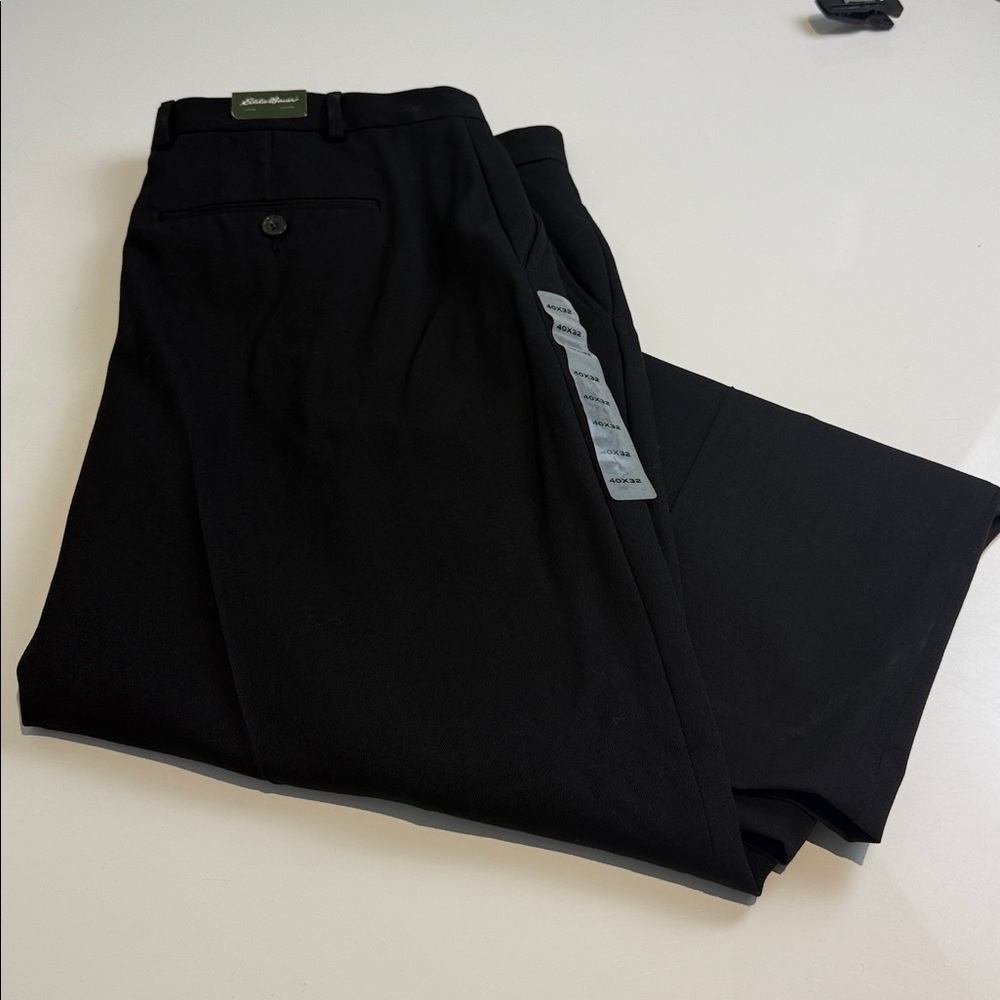 Eddie Bauer Classic Fit Black Wool Trousers Size 40 X 32 Mens' NWT